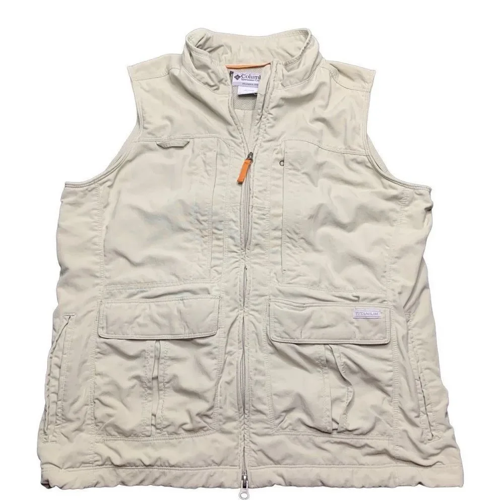 Columbia Titanium Fishing Vest Beige Mens Large Outdoors - Picture 1 of 6